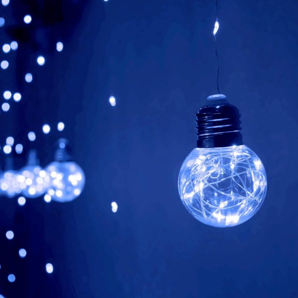 Wishing Ball Curtain Lights 200 LED Window Curtain String Lights with Remote, USB Battery Powered Twinkle  Fairy Lights for Wedding Party Bedroom Christmas Halloween Decoration (Blue)