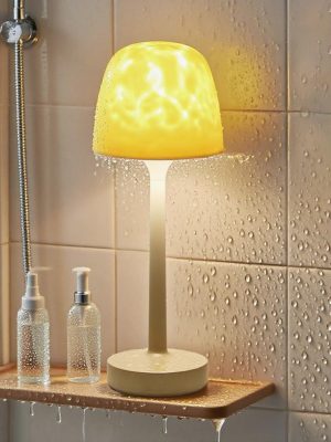 Shower Lamp - Waterproof Bathroom Lamp with 16 Color Ocean Wave Projector, Rechargeable Shower Light with Touch & Remote Control, Cordless Light for Inside Shower/Bathtub