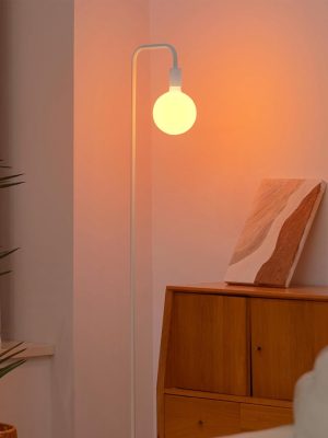 Floor Lamp for Living Room - Minimalist Standing Lamp with Modern LED Bulb, White Frosted Globe Glass 6", 1800K Warm Ambiant Lighting Decorative Tall Lamp for Bedroom Dorm