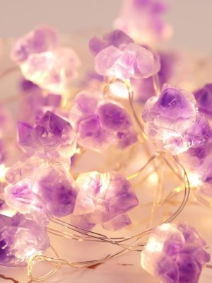 Decorative Lights Plus Amethyst LED String Lights Battery Operated with Remote 10 ft 30 LEDs Natural Crystal String Lights for Bedroom Party Indoor Birthday Wedding Decor(Plus)