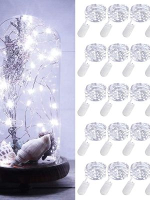 20 Pack Fairy Lights Battery Operated 3.3ft 20 LED Mini String Lights Waterproof Flexible Copper Wire Firefly Starry Lights for Mason Jars Wedding Centerpieces Party Christmas Decor, Cool White