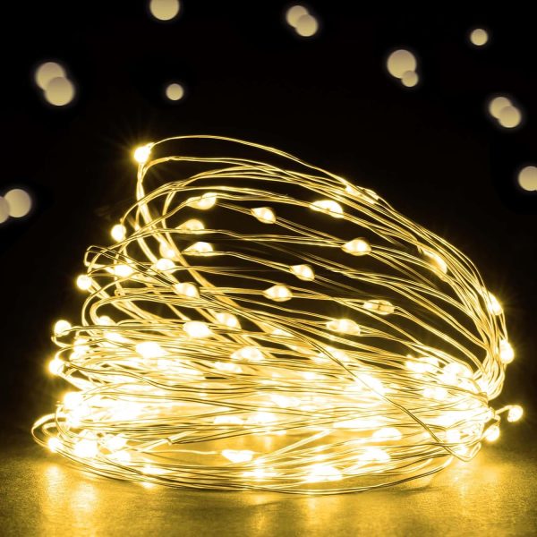 Fairy Lights USB Powered Fairy Lights Plug in 66ft 200 Led String Lights Decorative Lights for Bedroom Indoor Christmas Wedding Party Patio Window (Warm White)