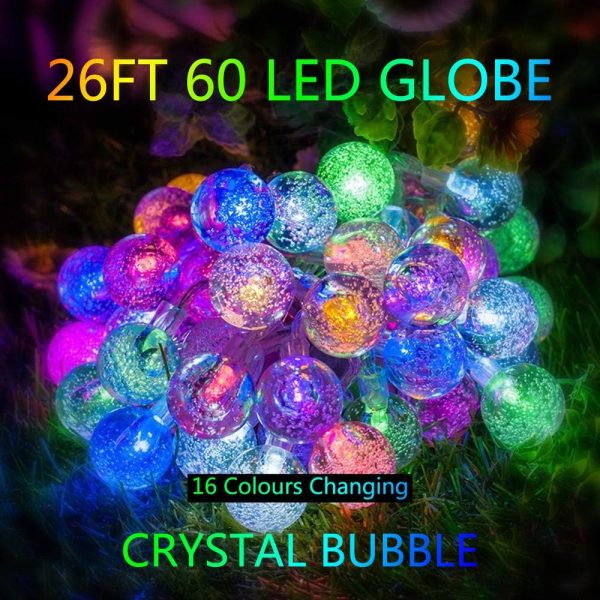 RGB  String Lights Fairy Lights Battery Operated 26ft 60LED String Lights with Remote 16 Colour Changing Garden Lights Waterproof Indoor Outdoor Decorative Lights for Garden Patio Home