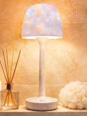Waterproof Shower Lamp Sets with 16 Color Ocean Wave Projector, Rechargeable LED Light with Remote & Touch Control, household lamp sets 3 White Modes,USB-C for Bathroom, Bedroom, Spa Gifts