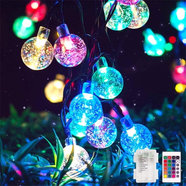 RGB String Lights Fairy Lights Battery Operated 26ft 60LED String Lights with Remote 16 Colour Changing Garden Lights Waterproof Indoor Outdoor Decorative Lights for Garden Patio Home
