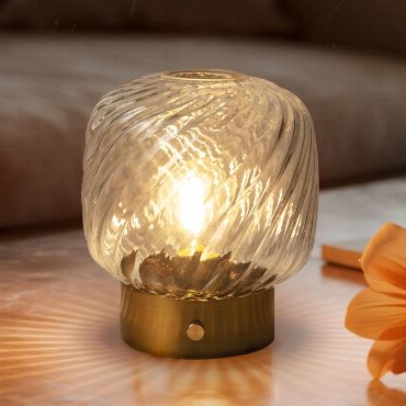 Battery Operated Table Lamp with Timer, Stepless Dimming Small Bedside Lamp Battery Powered Cordless Lamp for Home Decor Entryway/Living Room/Coffee Table/Shelf Transparent