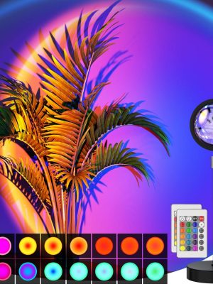 Sunset Lamp Projection Led Lights with Remote, Multicolor Night Light 360° Rotation Rainbow Lights 4 Modes Setting for Photography/Selfie/Party/Home/Living Room/Bedroom Decor, Gifts for Women