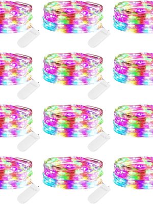 12 Pack Easter Led Fairy Lights Battery Operated String Lights Waterproof Silver Wire 7 Feet 20 Led Firefly Starry Moon Lights for DIY Wedding Party Bedroom Patio Christmas