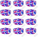 4th of July Decor Patriotic Fairy Lights, 7 FT. Silver Wire Red White Blue String Lights, Firefly Starry Moon Lights, Micro LED Mini Fairy Lights for Jars DIY Picture Wedding
